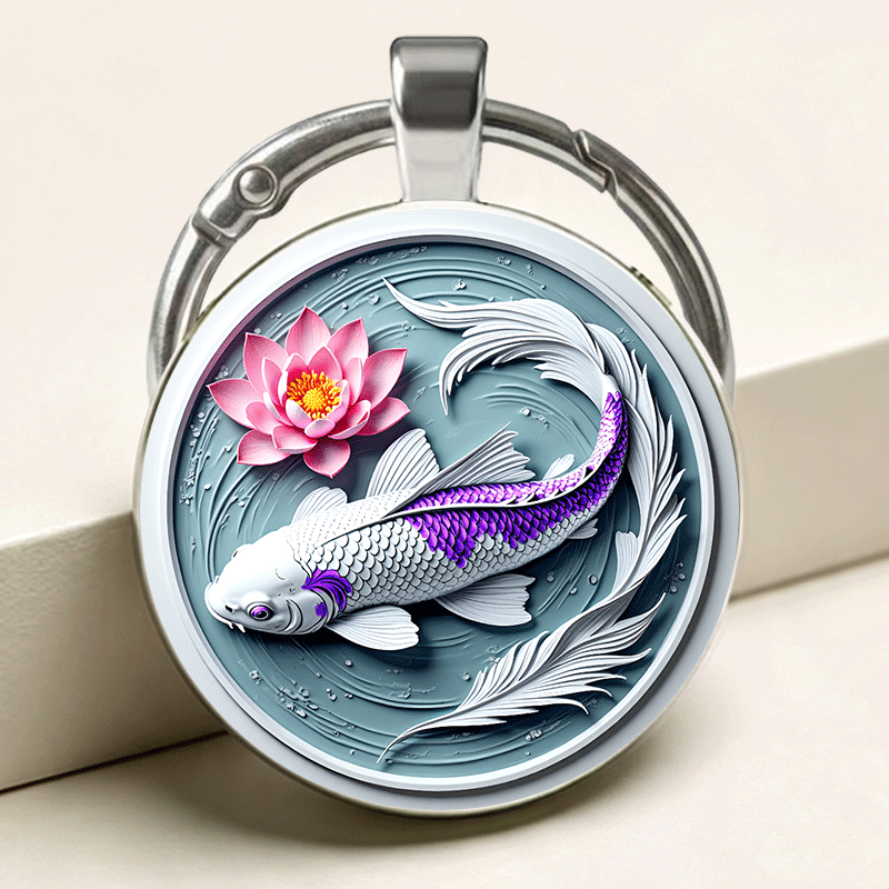 Ethereal Koi Lotus Keychain